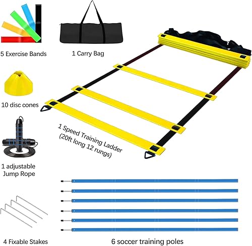 Miniatura 6 de Equipo de bastones de entrenamiento de agilidad de fútbol  Equipo de fútbol ajustable para entrenamiento incluye 6 postes de agilidad flexibles