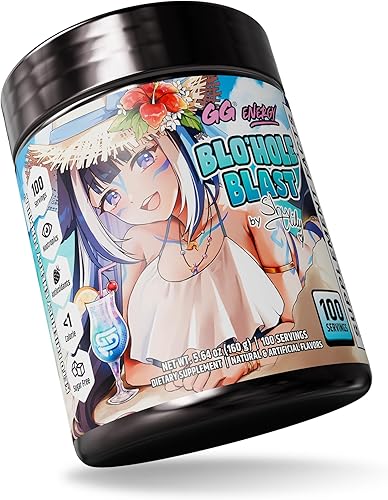 Miniatura 3 de Gamer Supps GG Energy - Blo'hole Blast by Shylily (100 Porciones) - Energía de Juego Amigable con Keto y Mezcla Nootrópica, Sin Azúcar + Cafeína