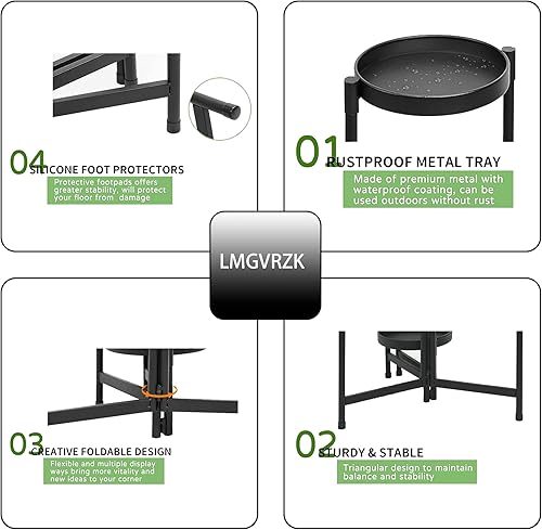 Miniatura 6 de Soporte de esquina de metal negro de 6 niveles para interiores y exteriores, soporte alto de exhibición de flores escalonadas para gran espacio de