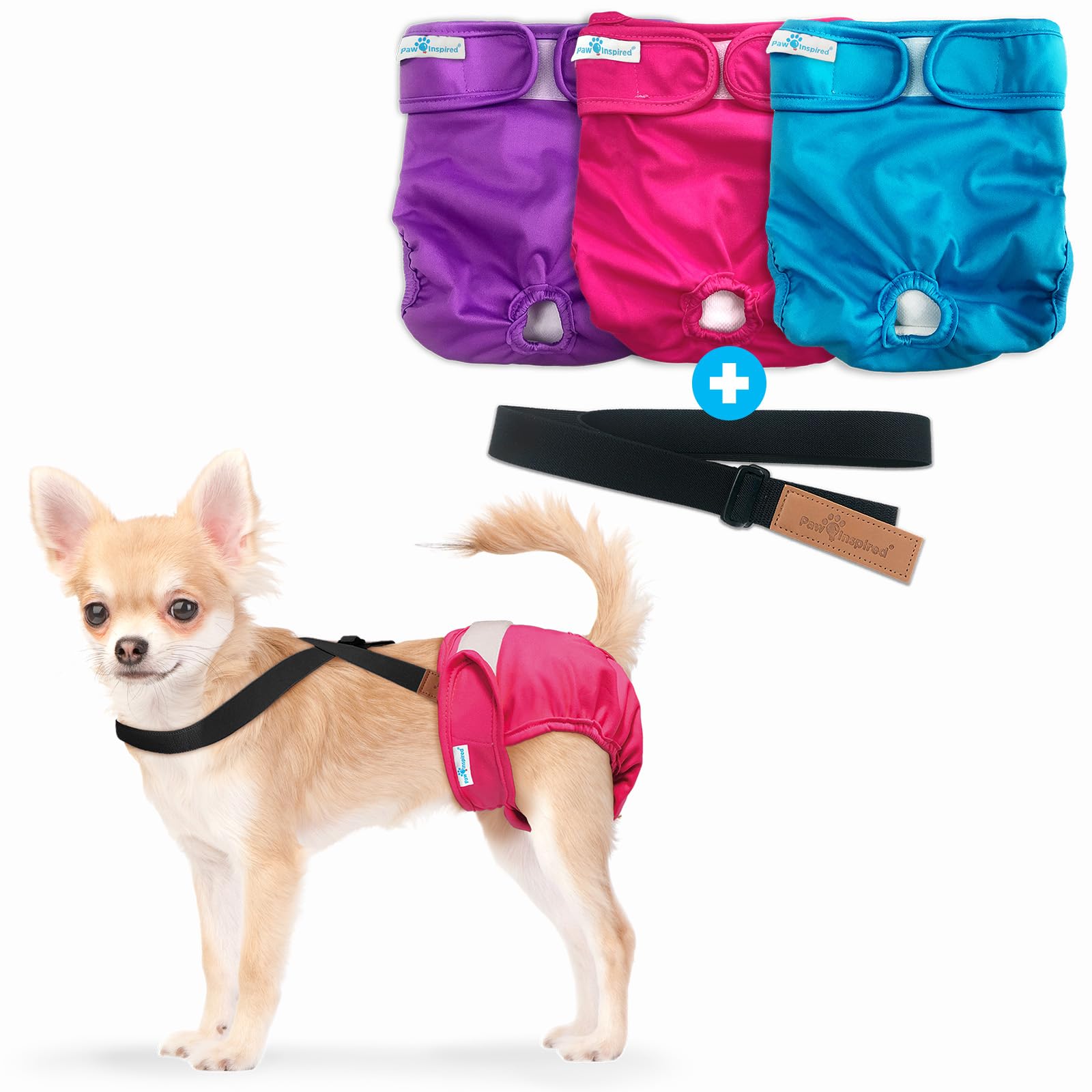 Couches lavables pour chien Paw Inspired XS anti-glissement avec bretelles