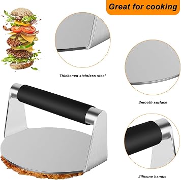 Stainless Steel Smash Burger Press Patty Maker Mold, Burger Smasher Presses, 5.5