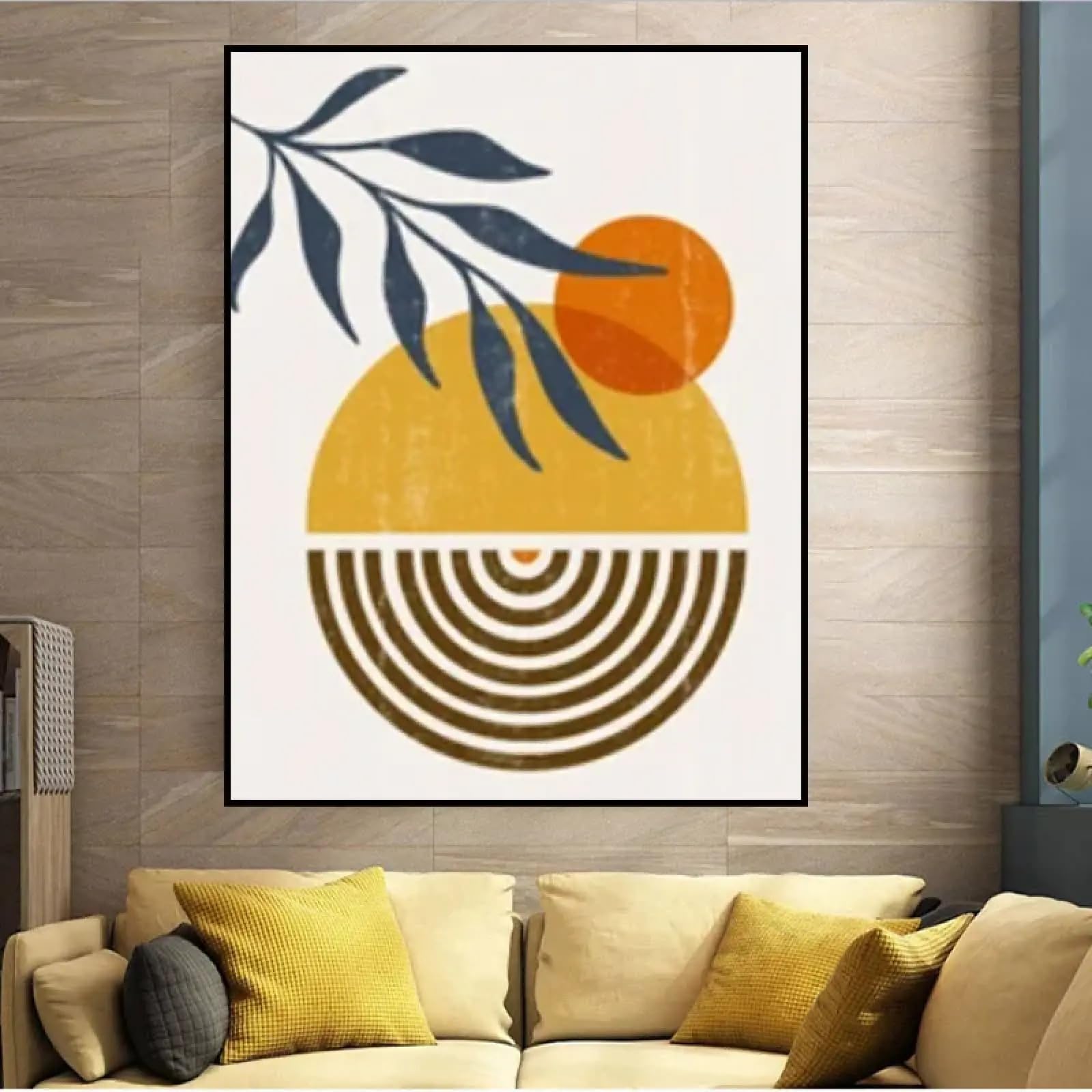 Affiches de soleil Boho art mural géométrique abstrait 50x70cm encadré