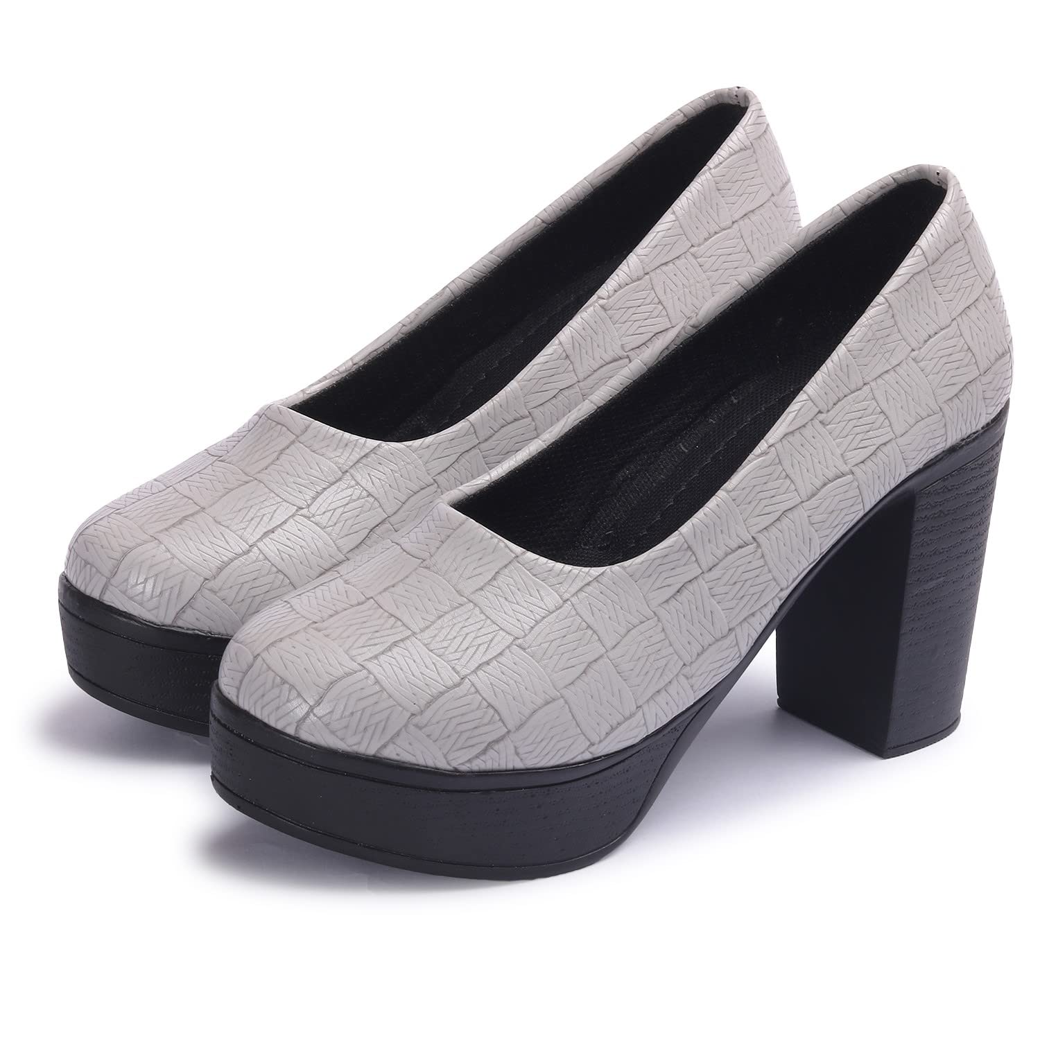 FASHIMOWomen Stylish Pump Block Heel Slip On Bellies PN28