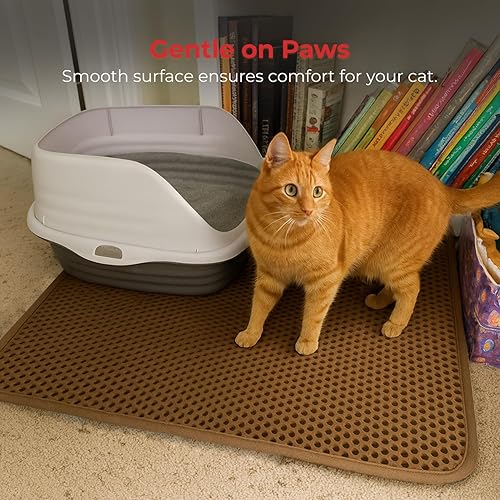 Vista 4 de iPrimio Large Cat Litter Trapper Mat w/ Urine/Waterproof Layer - Larger Holes w/ Urine Puppy Pad Option - Cat Litter Mat, Light and Soft