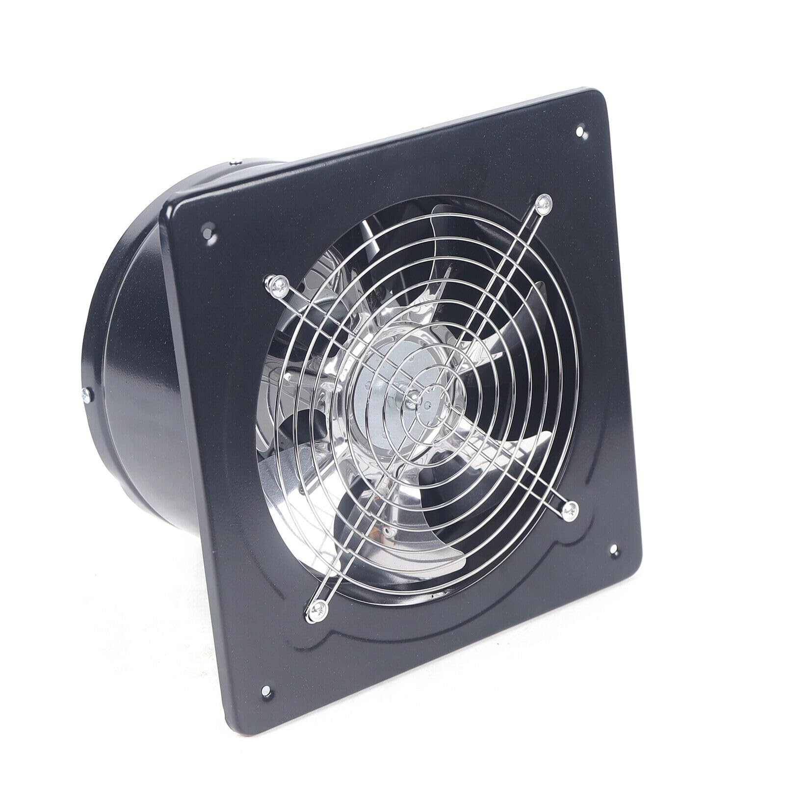 Kwadratowy wentylator ścienny 25 x 25, 220 V, 80 W, 2800 obr./min, z zaworem zwrotnym, wlot rurowy, wentylator wylotowy ze stalowym ostrzem, do odsysania powietrza w pomieszczeniach