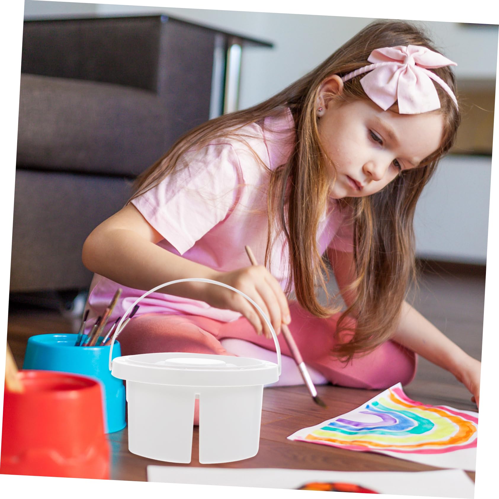 BEBEMOKO Artist Brush Washer Bucket Portable Paint Brush Basin for Watercolor Durable Washing Tool for Art Students and Professionals for Home Studio Use