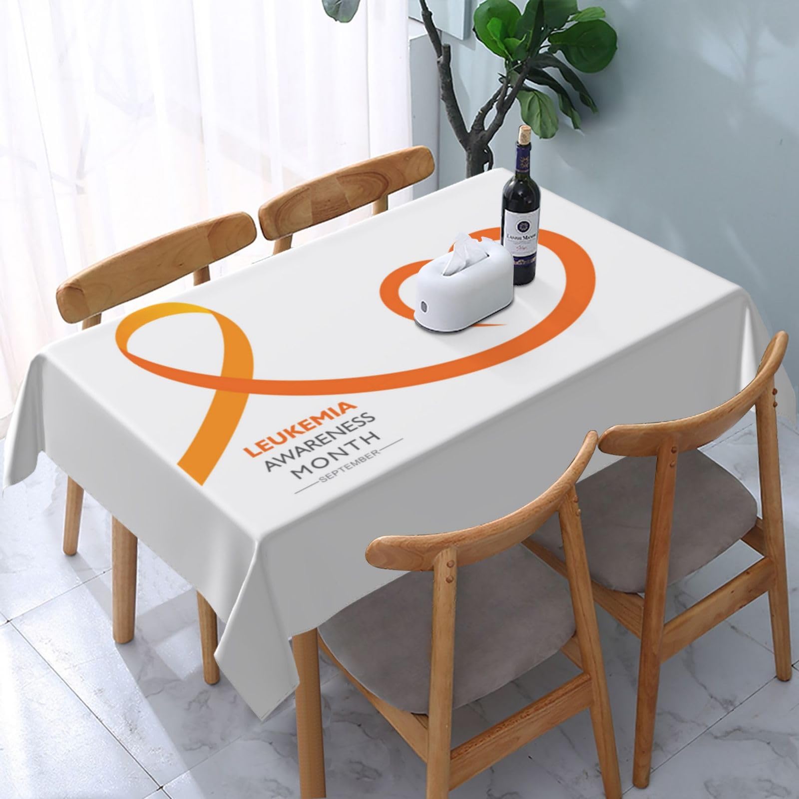 JunHeArt Leukemia Awareness Month Tablecloth Rectangle Table Cover Washable Table Cloths Decor For Kitchen 54" X 72"