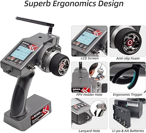 Miniatura 6 de Radiolink RC6GS V3 2.4G 7 canales RC Kit de controlador de radio de coche y R6FG Gyro Control remoto de largo alcance para RC Crawler Truck Drifting