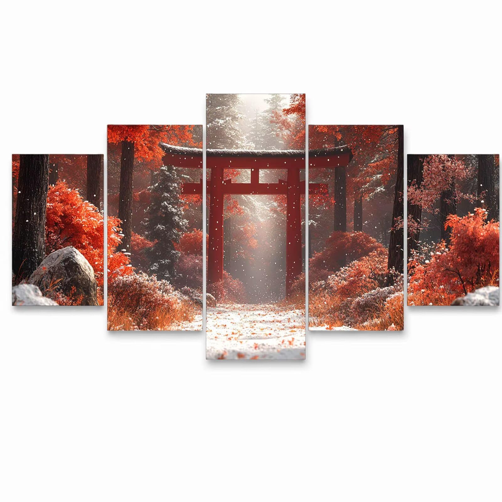 5 Pack Leuchtend Malen Nach Zahlen Erwachsene Torii Drei Größen YCBZ-1070 | DIY Set Erwachsene mit Pinselset Acrylfarben Set Fünf Leinwand zum Bemalen Baum für Deko Wohnzimmer Geschenke für Frauen