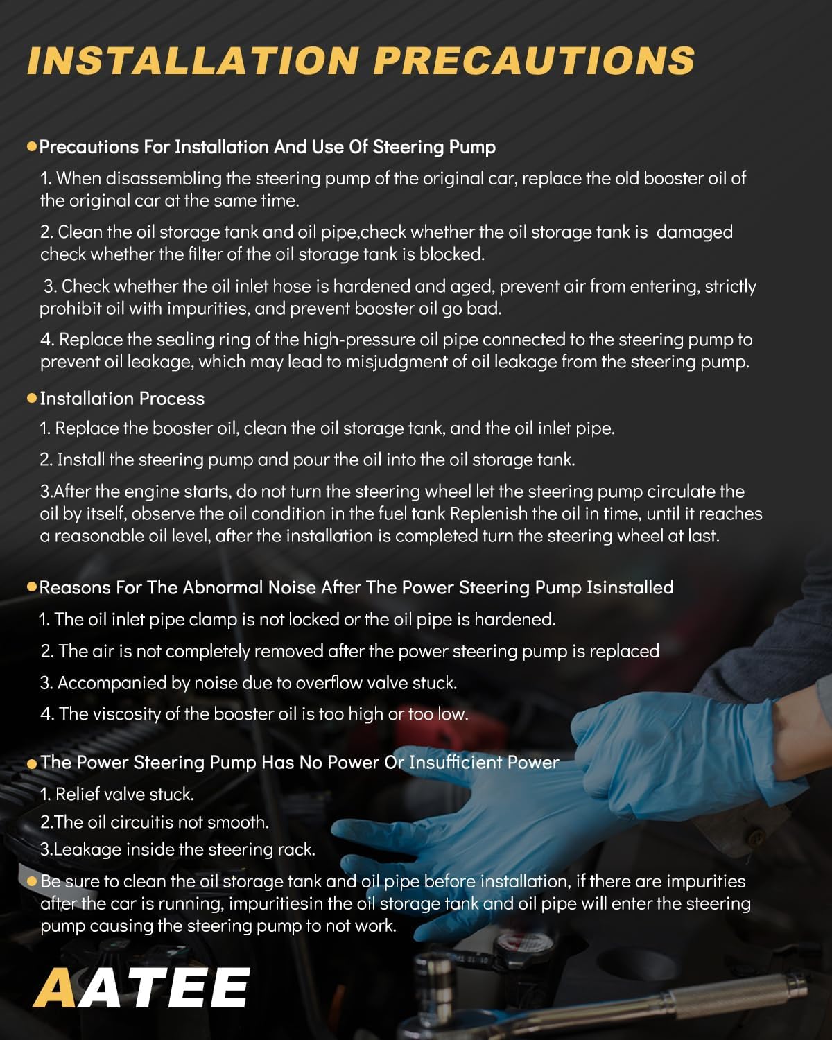AATEE 491101AA0A Power Steering Pump For:-Nissan Altima 2007-2012 3.5L, Maxima 2009-2014 3.5L, Murano 2009-2014 3.5L Replace# 491101AA0A, 491109N00A, 49110JA100, 49110ZX02A, 21-5485