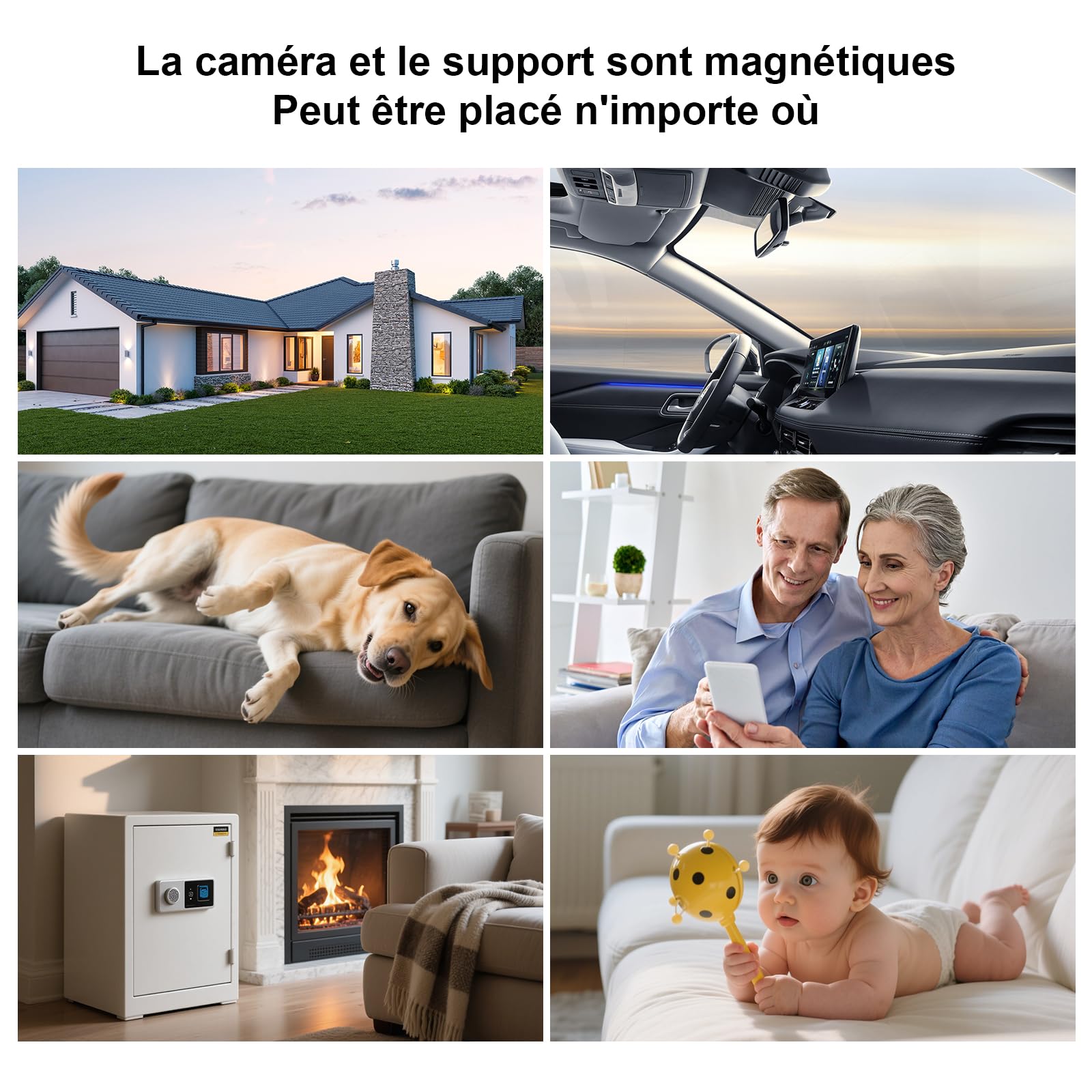 AOBOCAM Camera Espion, Mini Caméra de Surveillance WiFi HD Intérieur/Extérieur, Micro Caméra Bluetooth avec Vision Nocturne, Détection de Mouvement, Enregistrement à Distance