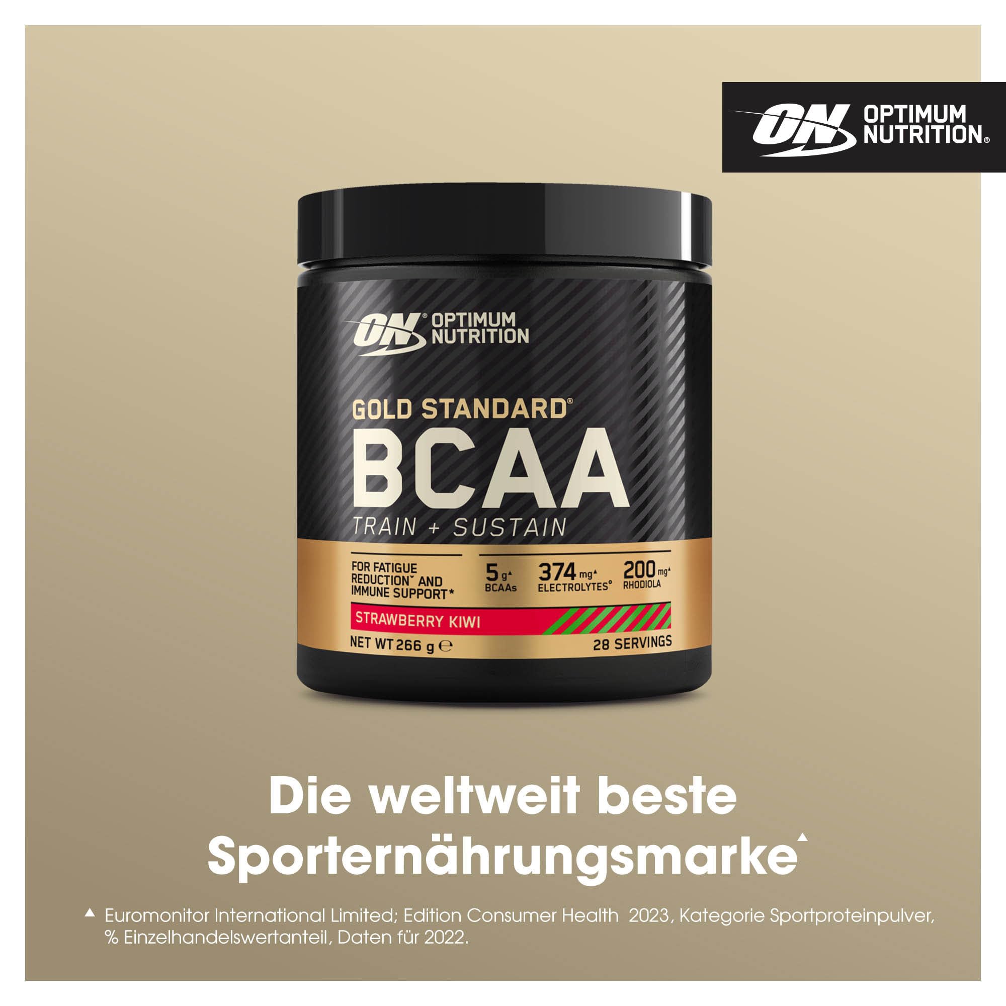 Optimum Nutrition Gold Standard BCAA Pulver, Geschmack Strawberry Kiwi, 266g, 28 Portionen