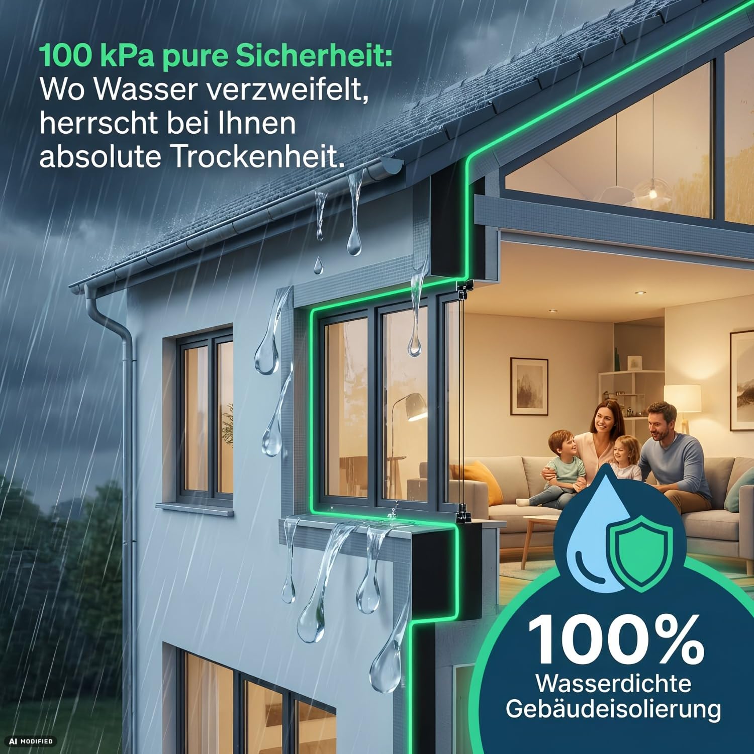 Silisto EPDM Dichtband 100 mm x 20 m selbstklebend - Wasserdichte Gebäudeisolierung - UV-beständige Fassadenabdichtung, Folie für Fenster & Fugen