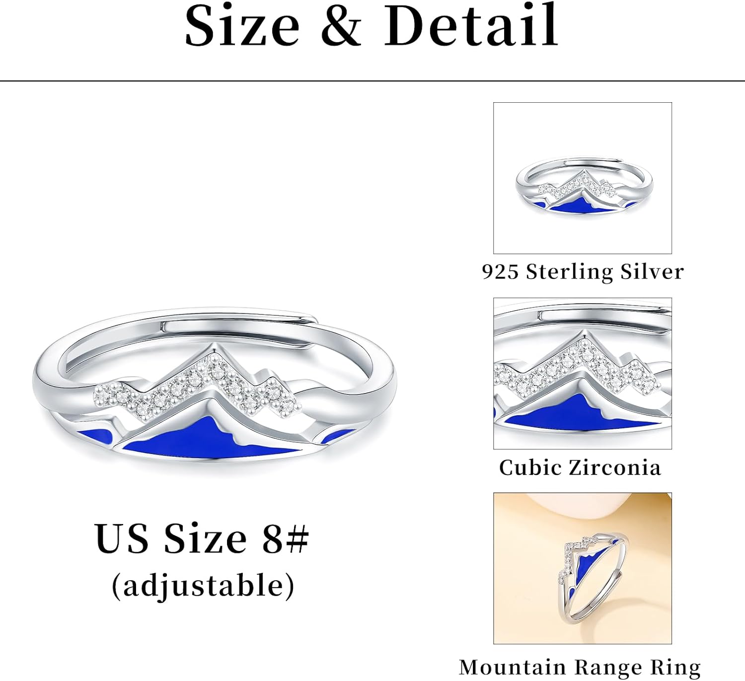 Mountain Range Ring for Women - 925 Sterling Silver Adjustable Hollow Mountain Range Peak Silver Hill Ring Mountain Travel Jewelry Gifts for Climber - Image 6
