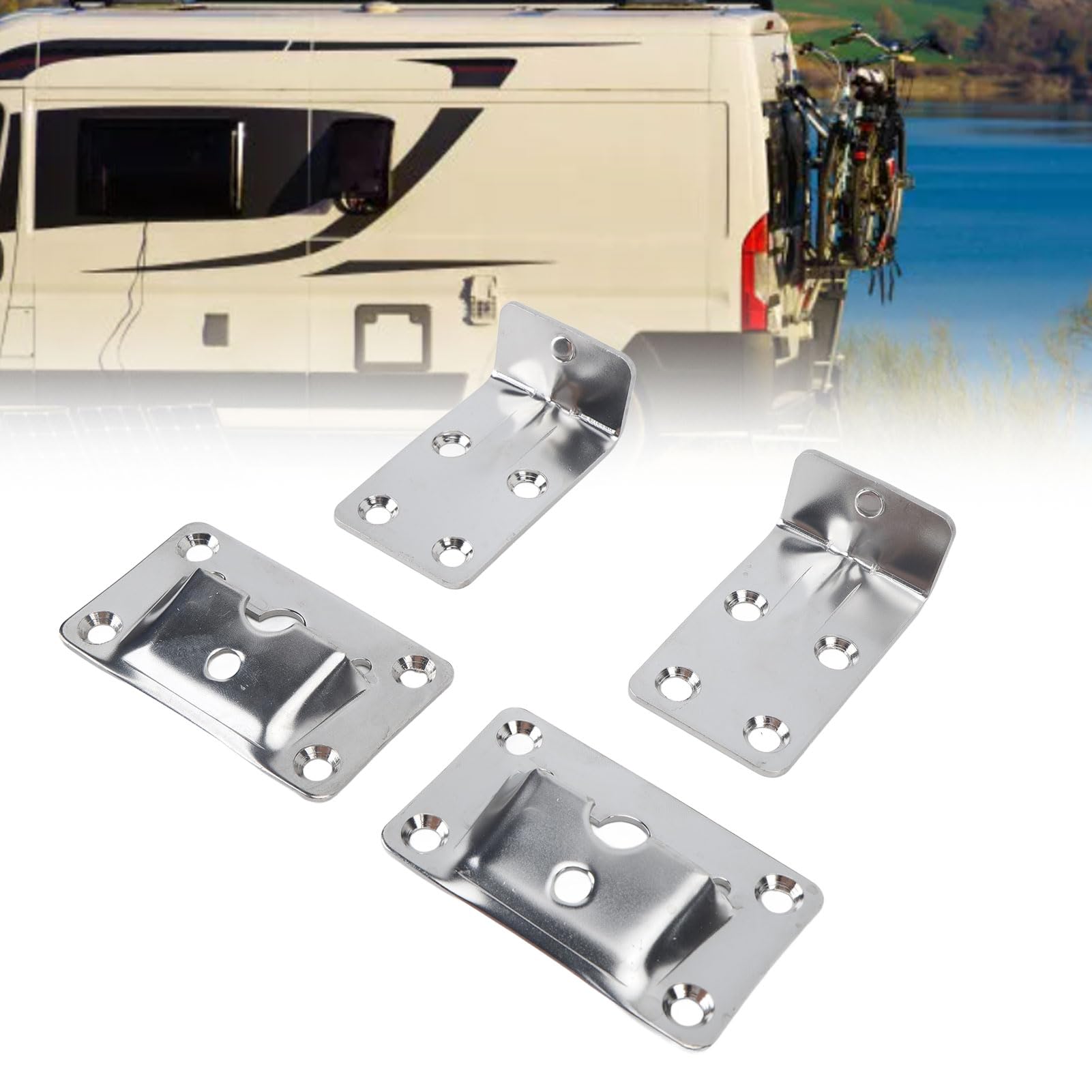 Focket Ensemble de Supports de Table Amovibles en Acier Inoxydable, 2 Supports muraux et 2 Supports de Table, Tige de Support pour Tables Amovibles, Supports de Table pour Bateau, véhicul