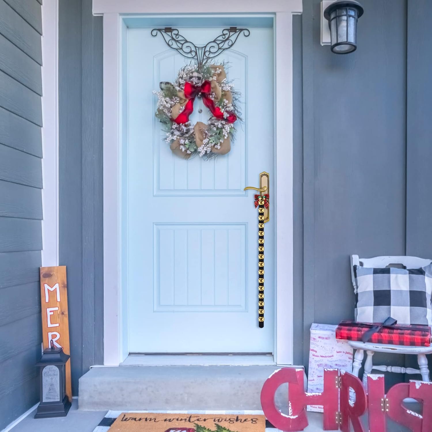Hungdao 2 Pcs 30 Inch Christmas Jingle Bell Door Knob Hanging Sleigh Bell
