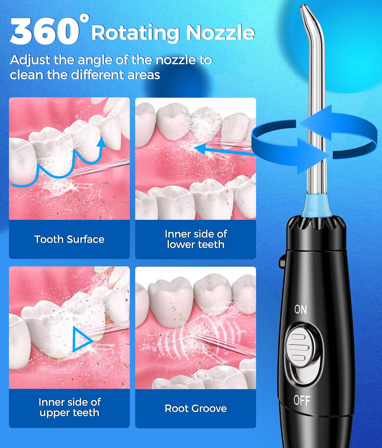 Cepillo de dientes eléctrico e hilo dental de agua, irrigador bucal de 600 ml con 7 puntas de chorro, 10 ajustes de presión ajustables, cepillo de dientes eléctrico sónico con 2 cabezales de cepillo