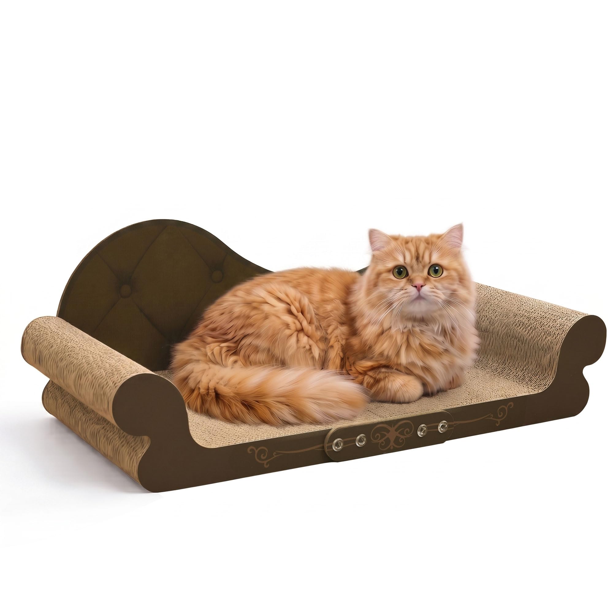 View 1 of ***MISSING ITEMS***DWCN 26" Large Cat Scratcher Bed, Durable Cardboard Cat Couch Scratching Board, Long-Lasting Scratch Lounge for Indoor Cats, Furniture Protector