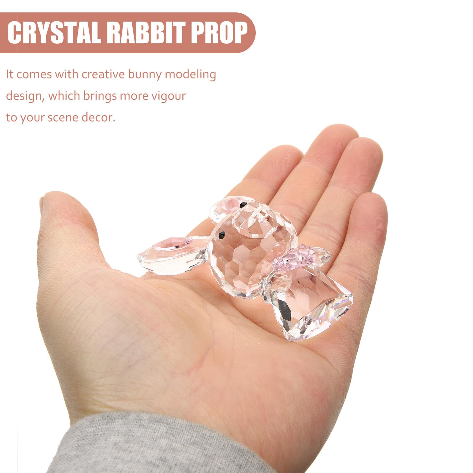 Statuette de Lapin en Cristal Rose, Petit Ornement Décoratif pour Table et Bureau, Décoration de Chambre et Jardin, Accessoire Déco Original et Solide, Figurine Lapin Cristal