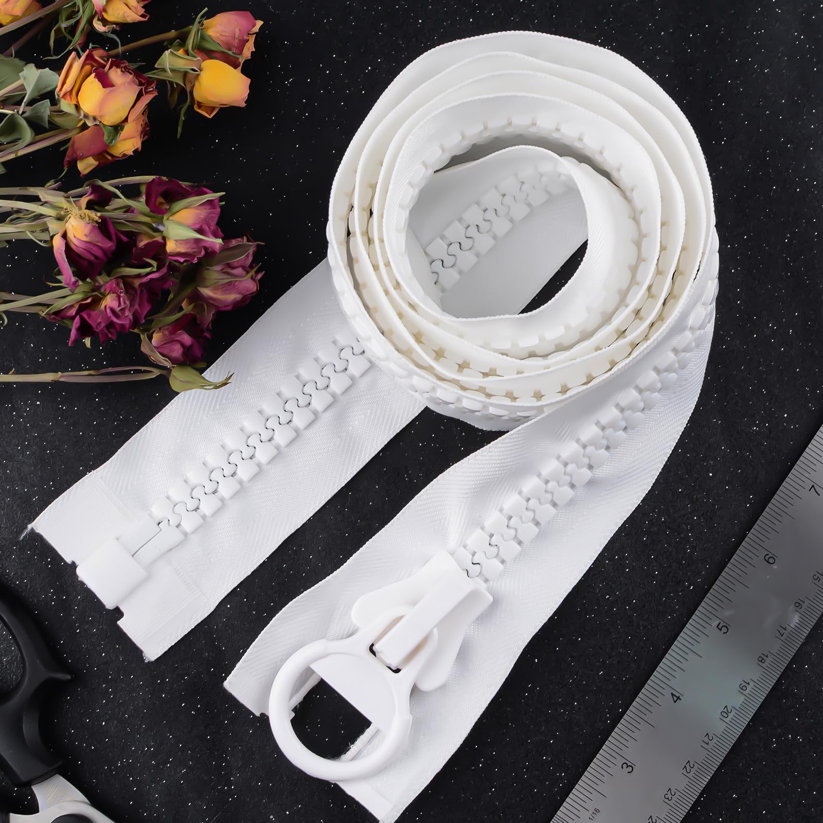 Twee Manier Open Geëindigde Rits, DIY Naaien, 8 scheidende grote nylon ritsen zwarte tape met