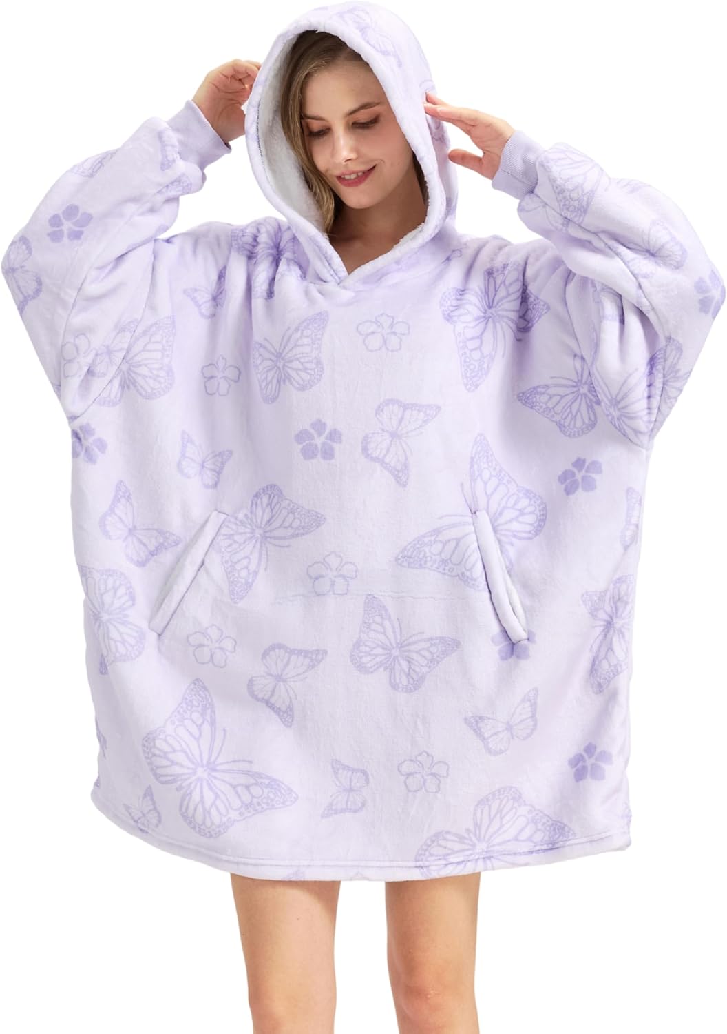 Butterfly Gifts for Women, Girls, Wearable Blanket Hoodie, Oversized Hooded Blanket Sweatshirt, Cozy, Warm, Soft