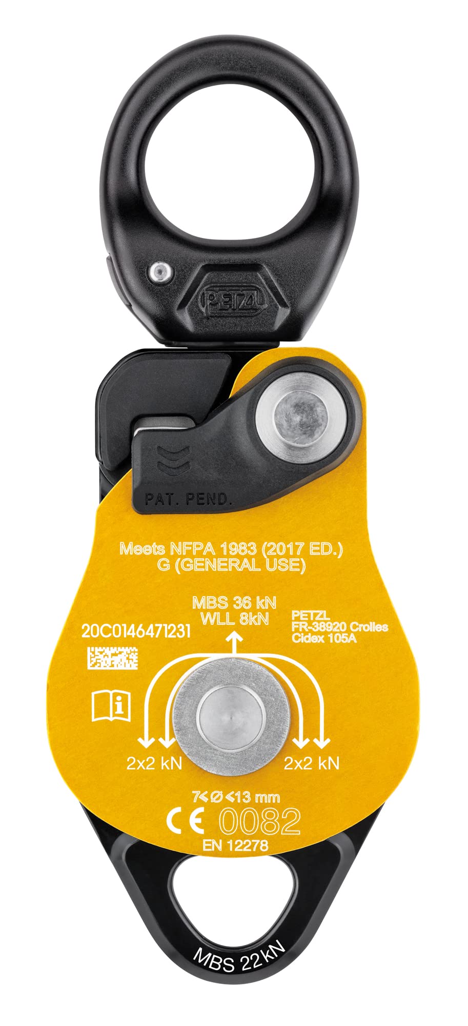 PETZL - ペツル スピン L2 SPIN L2, Very high efficiency double pulley with swivel