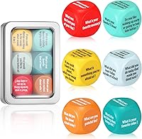Vista 1 de 6 Pcs Conversation Cube Ice Breaking Supplies Table Talk Topic Cube Social Emotional Learning Activities Wood Conversation Starter Dice with Tin Box