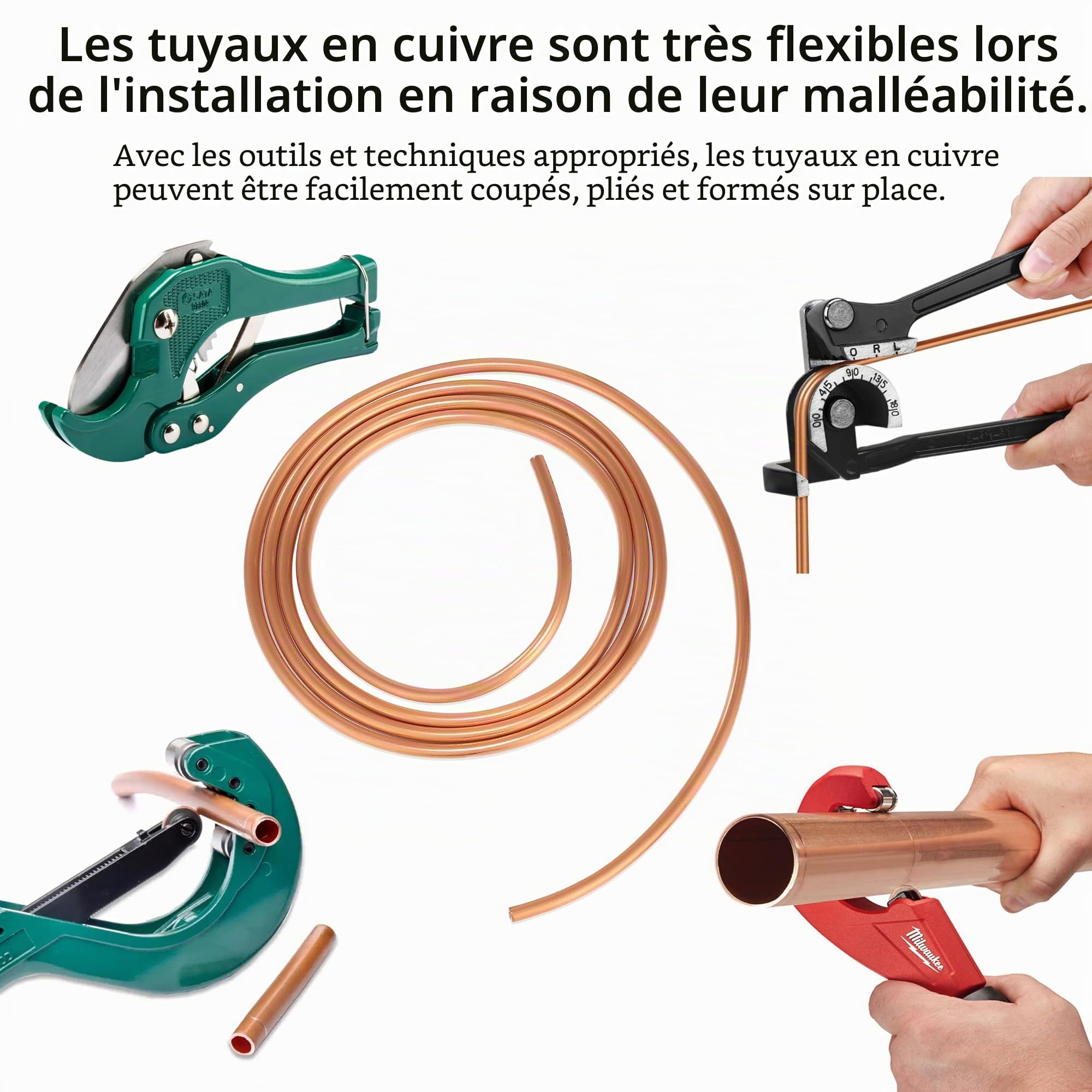 Tube en cuivre 99,9 % KWOKWEI, Tube en cuivre souple OD 6 mm ID 4,8 mm, Longueur 3 M de tube rond en cuivre pour la technique du froid, générateurs, barres de courant, dispositifs de commutation