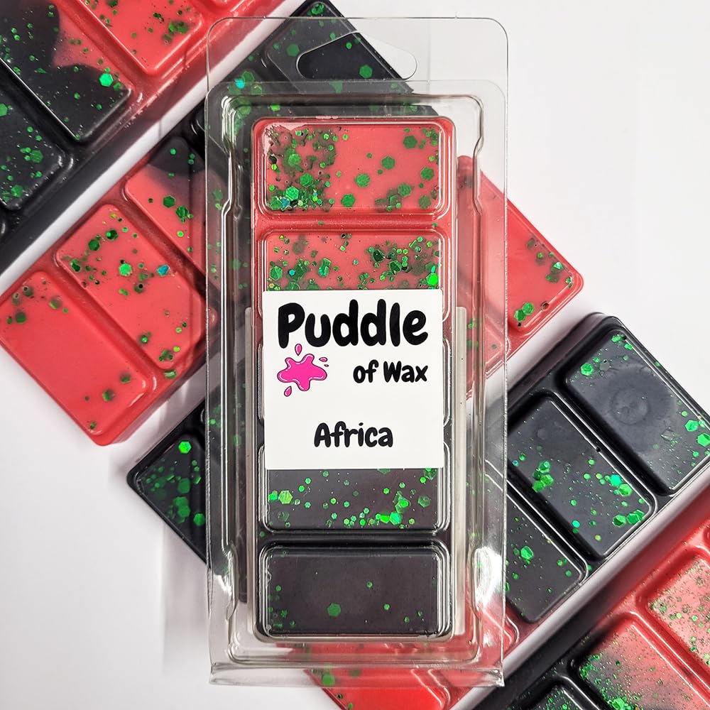 Puddle Of Wax Black & Red - Africa Soy Wax Melt Snap Bar - 50G - Aftershave Scent - Vegan Friendly - Made In The Uk