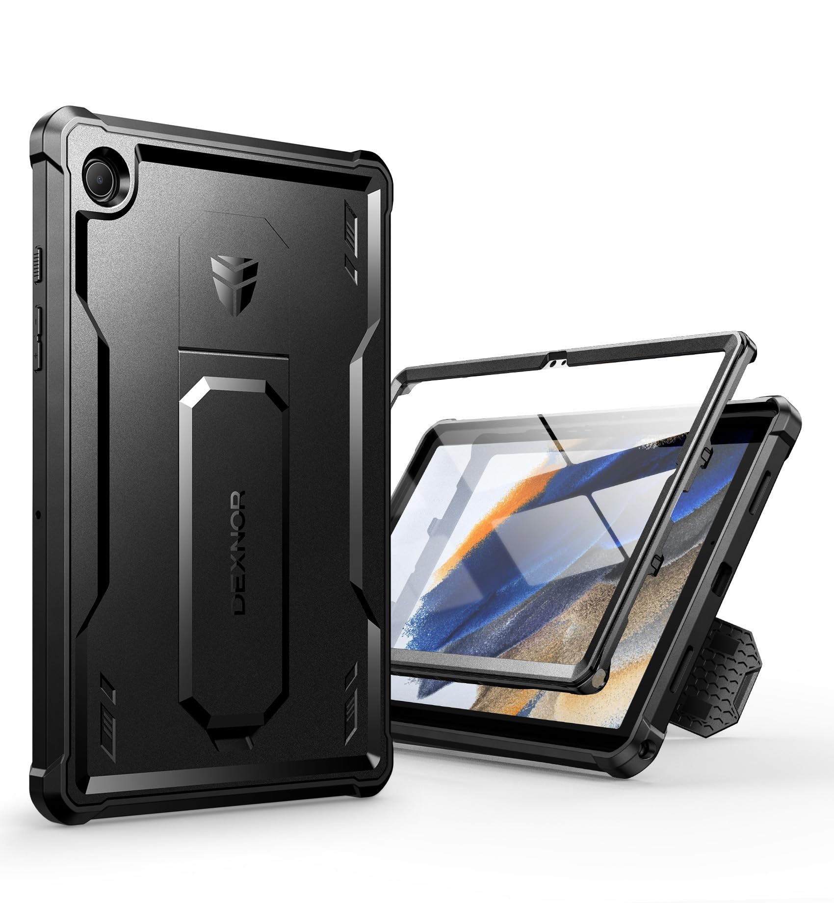 Dexnor for Samsung Galaxy Tab A8 Case, [Built in Screen Protector and Kickstand] Heavy Duty Military Grade Protection Shockproof Protective Cover for Samsung Tab A8 - Black