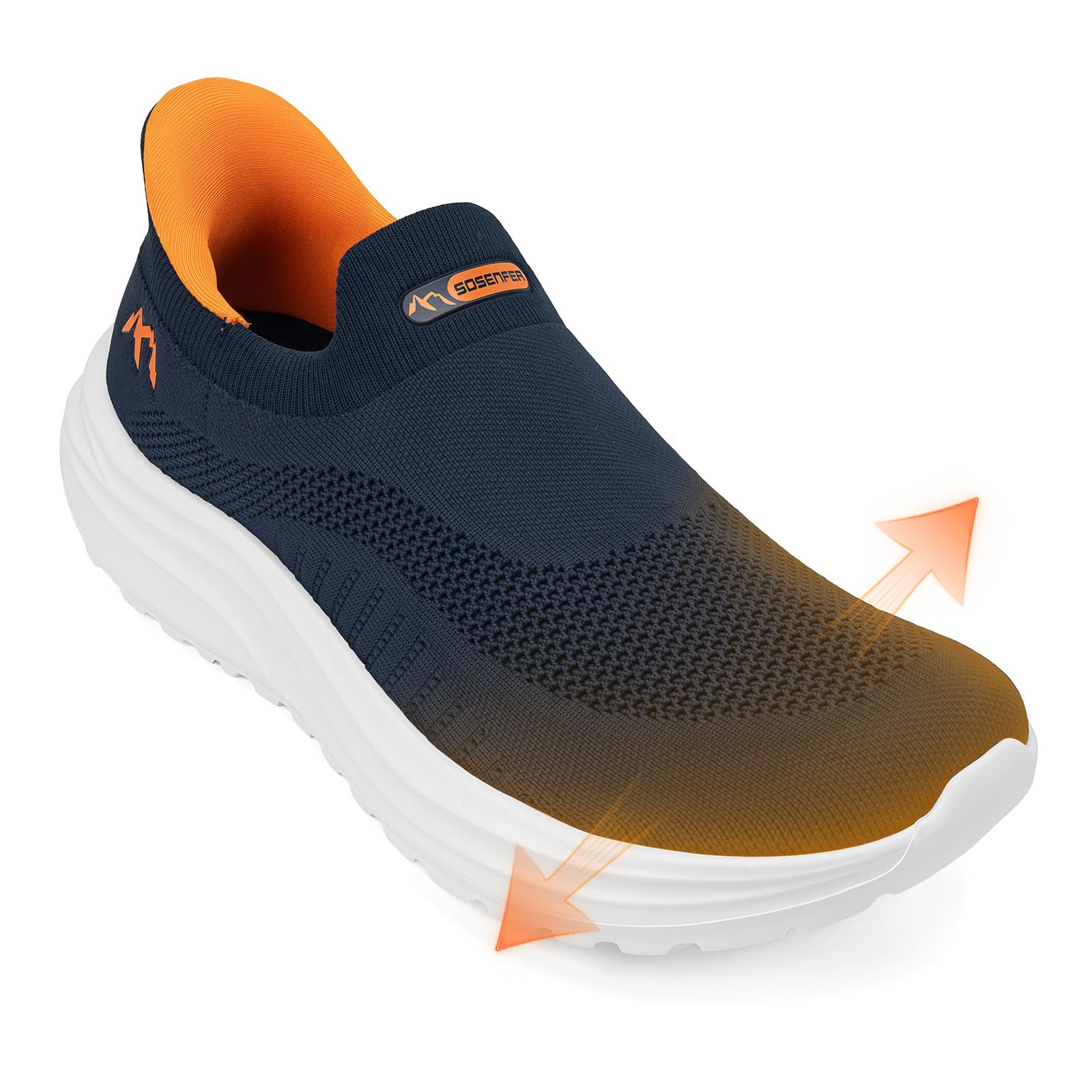 Sosenfer Herren Slip On Sneakers Breite Füße Hands-Free Walkingchuhe | Atmungsaktiv leichtgewichtig und bequem für Freizeit Walking Jogging und Alltagmit Mesh Outdoor Sportschuhe