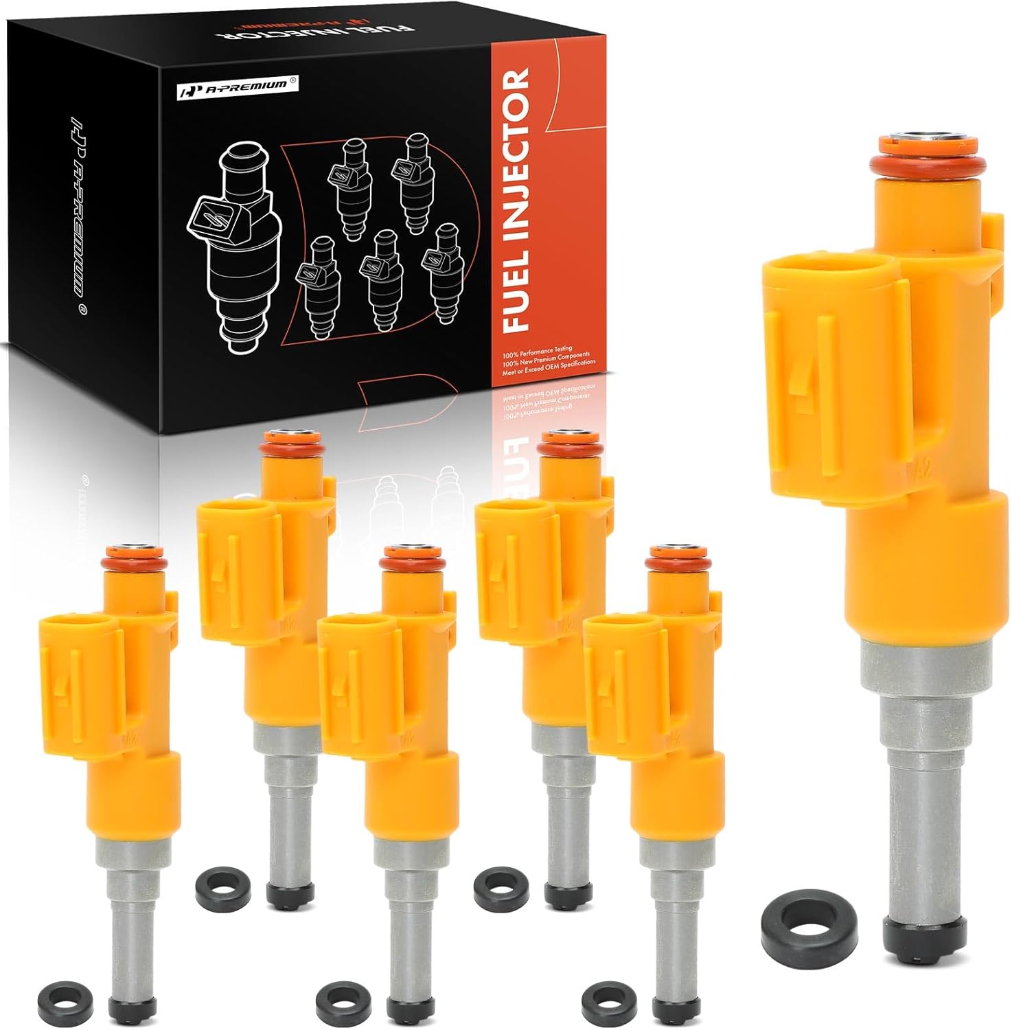A-Premium Set of 6 Fuel Injectors Compatible with Toyota Camry 2018-2019/2022, Tacoma 2016-2019/2022, Highlander 2017-2019/2022, Sienna 2017-2020, Avalon 2019/2021-2022 & Lexus ES350 2021-2022, RX350
