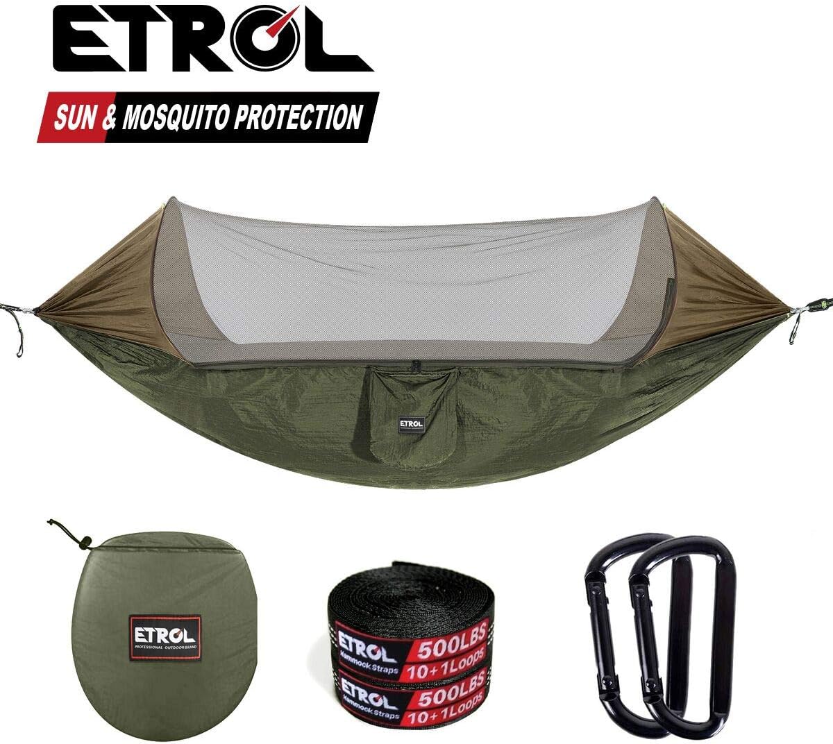 ETROL Hammock, Camping Hammock, Lightweight Hammock Tent with Mosquito Net & Tree Straps, Double Backpacking Sleeping Hammocks with Netting for Outdoor, Hiking, Backpacking, Travel