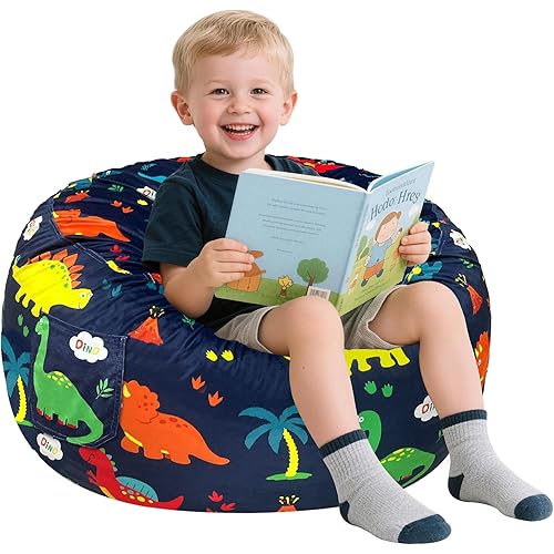 Jorbest Dinosaur Bean Bag Chair for Kids Teens and Adults, Memory Foam Bean Bag Chairs with Removable Velvet Bean Bag Cover, Soft Beanbag Lounger Sofa Bean Bag Couch with Filler for Reading, Large