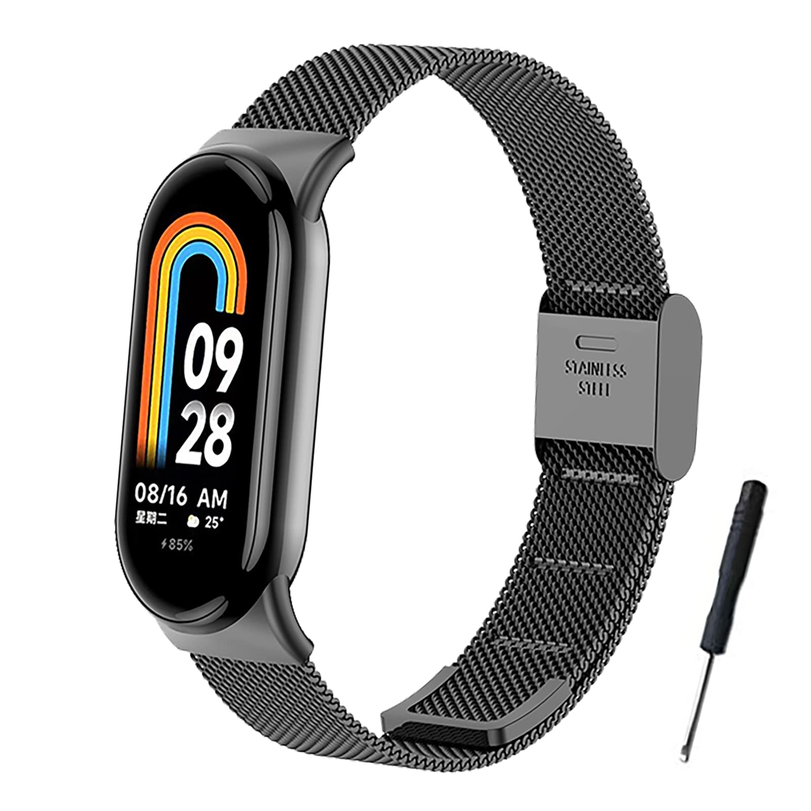 BDIG Correa Compatible para Xiaomi Mi Band 10/Mi Band 9/Xiaomi Mi Band 8, Pulsera de Repuesto de Acero Inoxidable Hebilla Ajustable Correa para Mi Smart Band 10/9/8 Plata (Reloj No Incluido) — view 13