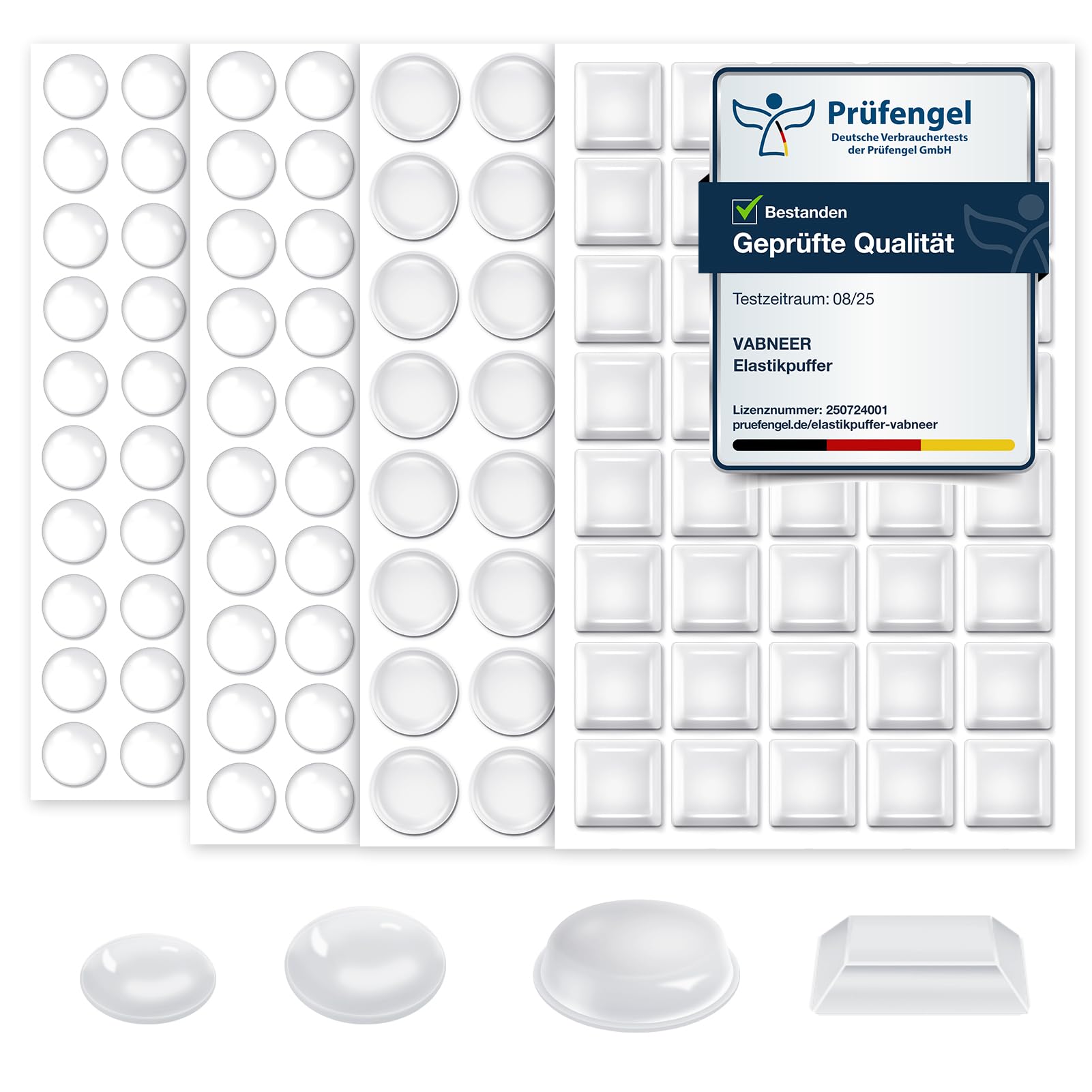 VABNEER Elastikpuffer Transparent Selbstklebend, 172 Stücke Silikon Schutzpuffer Möbelpuffer Gummipuffer zur Lärmdämpfung Verhindern Rutschen und Kratzer