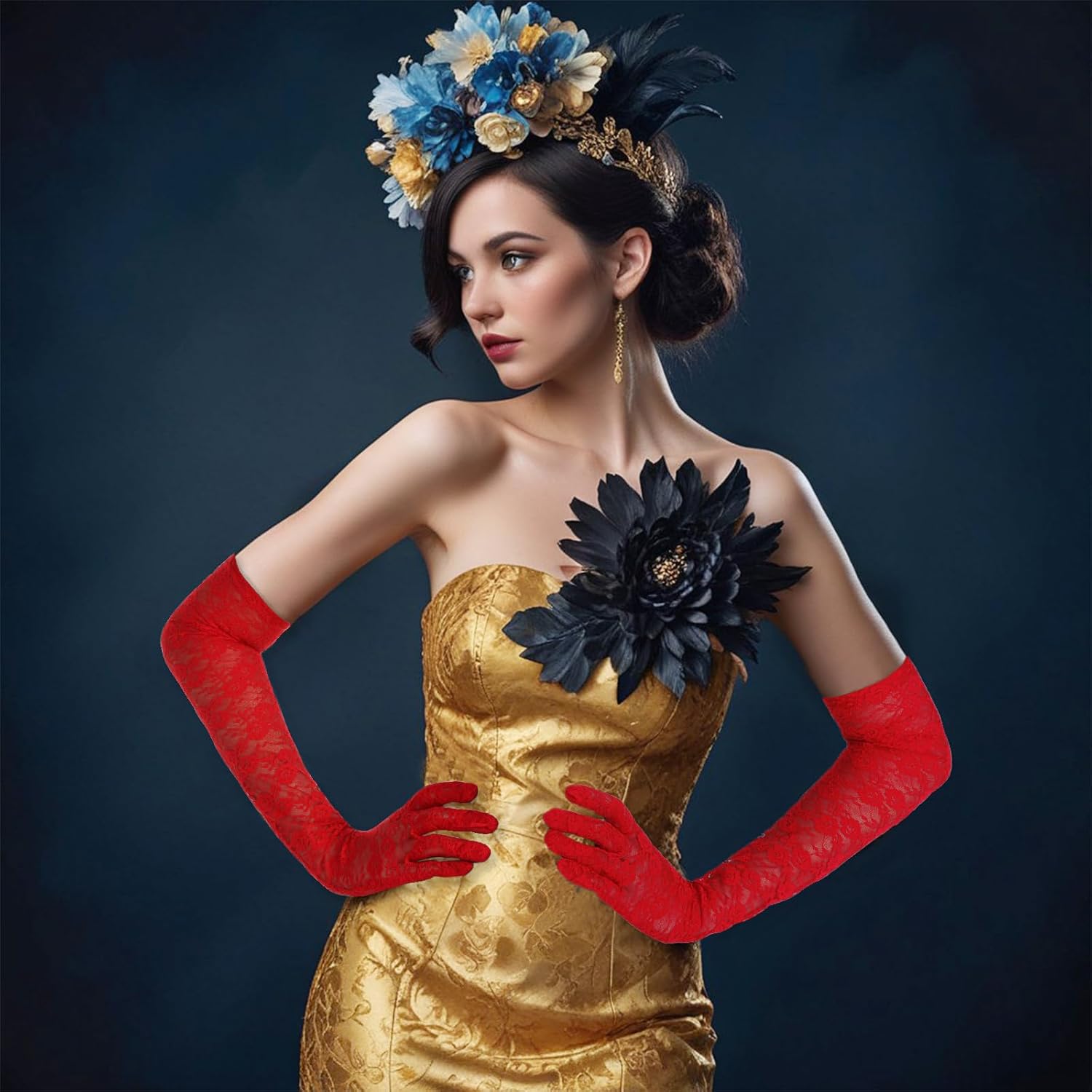 Lusofie Elegant Tea Party Gloves - Women's Long Lace Mittens Gloves for Dress Cocktail Opera Parties - Image 6