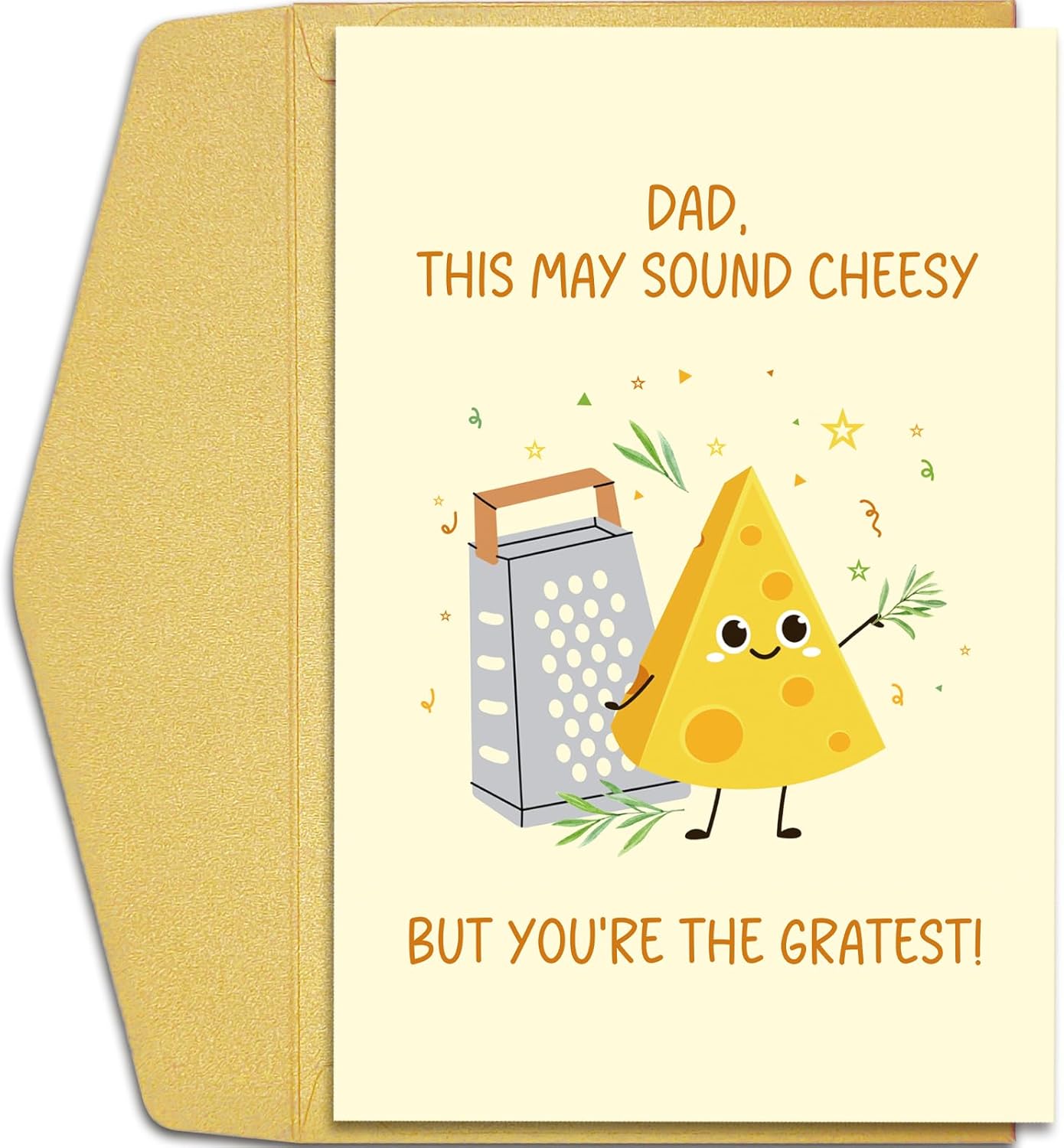 Qiliji Lovely Cheese Dad Birthday Card from Kids, Funny Grate Birthday Card for Dads, Dad Pun Father's Day Cards Gifts from Son Daughter, Sound Cheesy But You're the Greatest