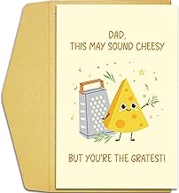 Qiliji Lovely Cheese Dad Birthday Card from Kids, Funny Grate Birthday Card for Dads, Dad Pun Father's Day Cards Gifts from Son Daughter, Sound Cheesy But You're the Greatest