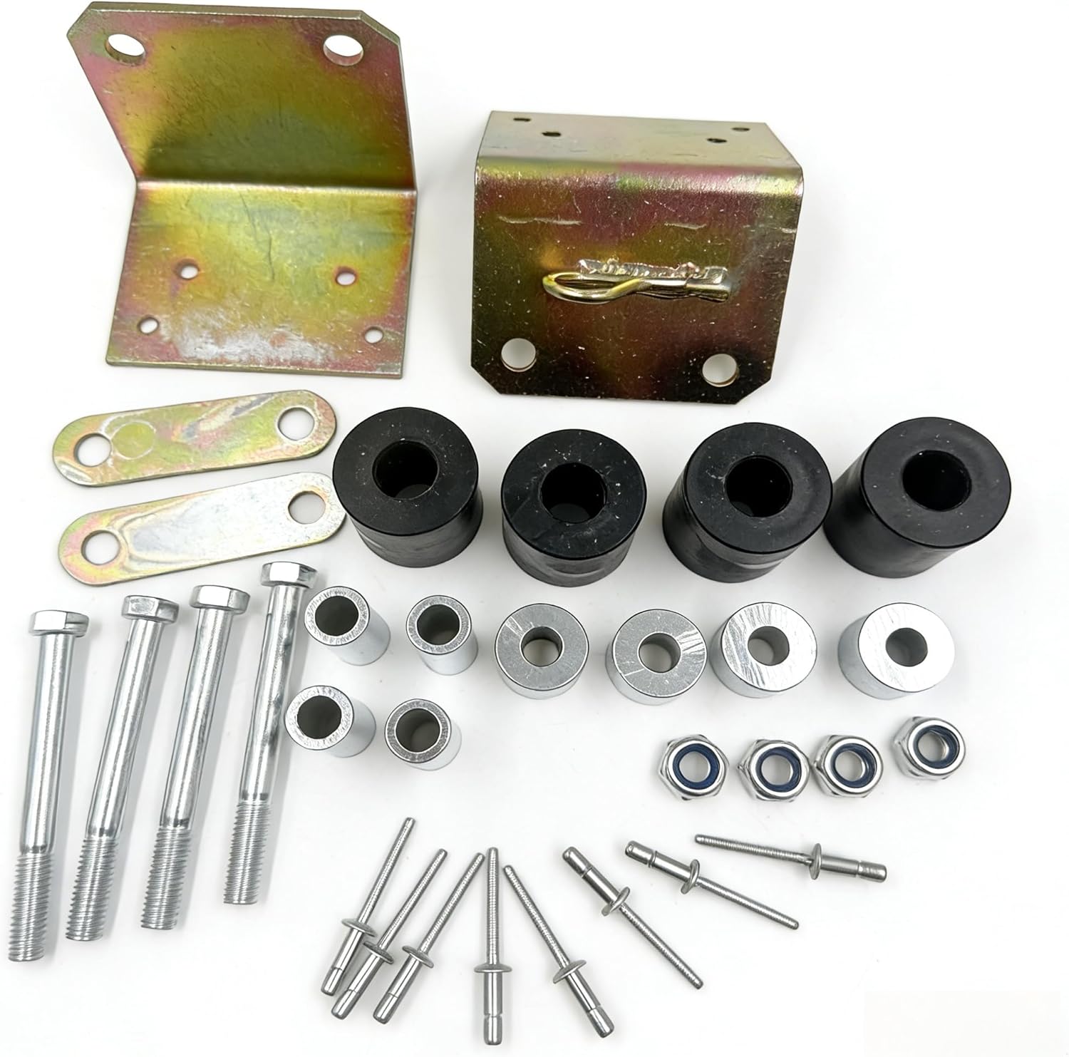 Fits FOR Peterbilt 379 Lower Roller Bracket Kit with Rollers and Hardware, Both Sides, Galvanized Steel, Bolt-On Installation replace 13-04401M002,13-03593,13-04667,13-04413SPL,13-04401M001