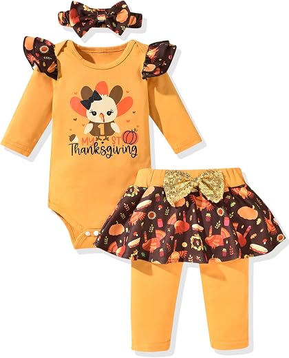 Aalizzwell Infant Baby Girls Thanksgiving Outfit