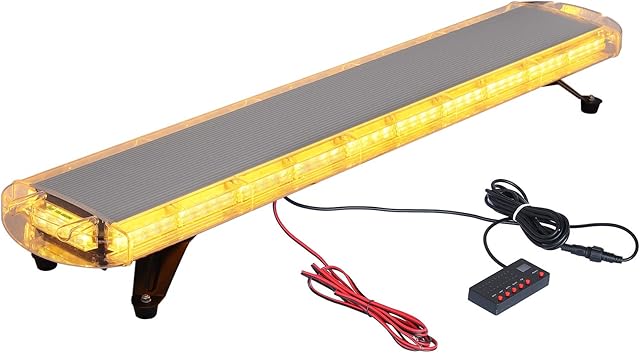 Justech 88LEDS Recovery Strobe Warning Light 88W 21Flash Modes Car Emergency Roof Light Waterproof Amber Hazard Beacon with Digital Display Control Switch for 12V 24V Car Vehicle Truck Trailer