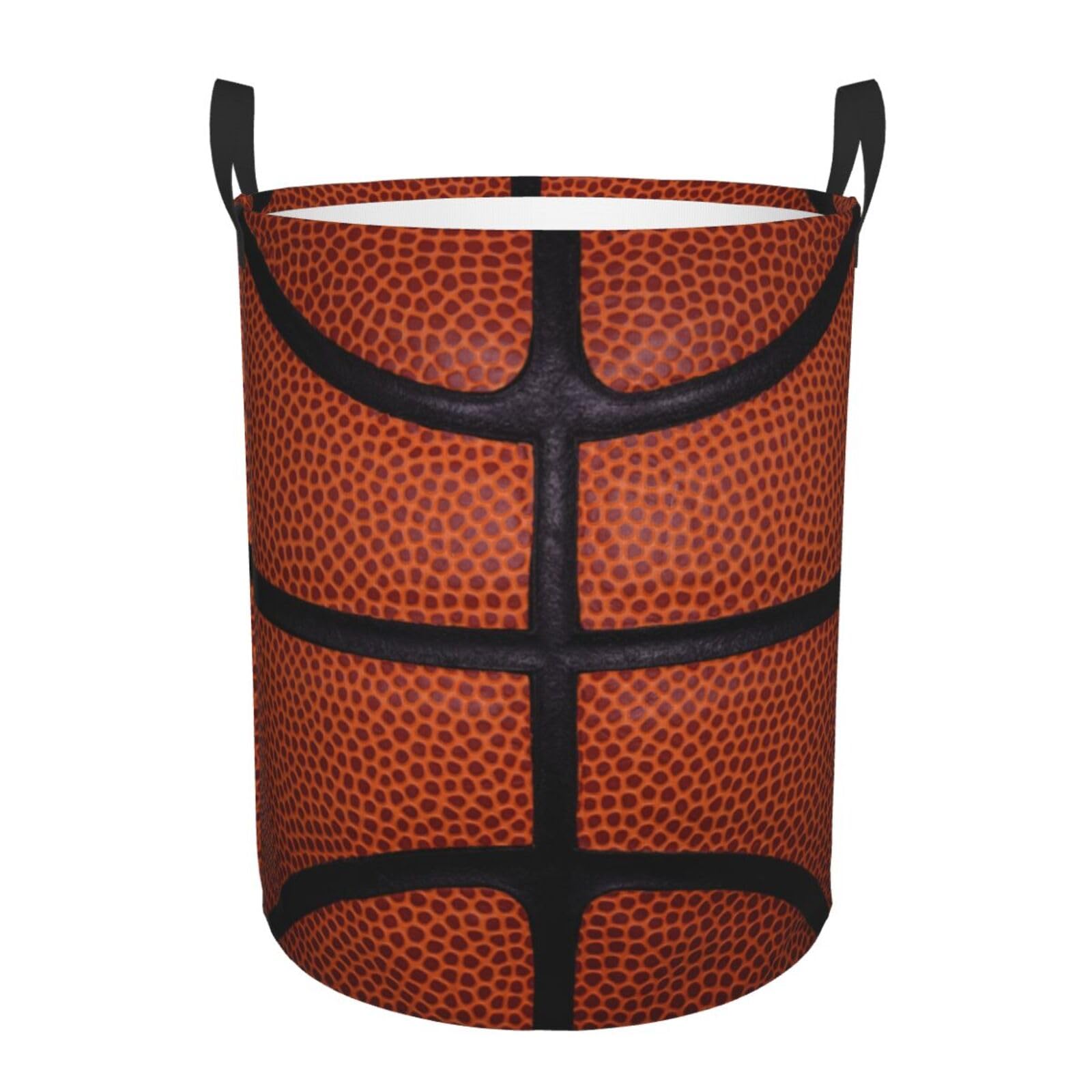 Basketball Print Laundry Basket Waterproof Oxford Collapsible Laundry Hamper Circular Storage Basket Dirty Clothes Toy Organizer with Handles for Bedroom Bathroom College Dorm Living Room Nursery โ image 1