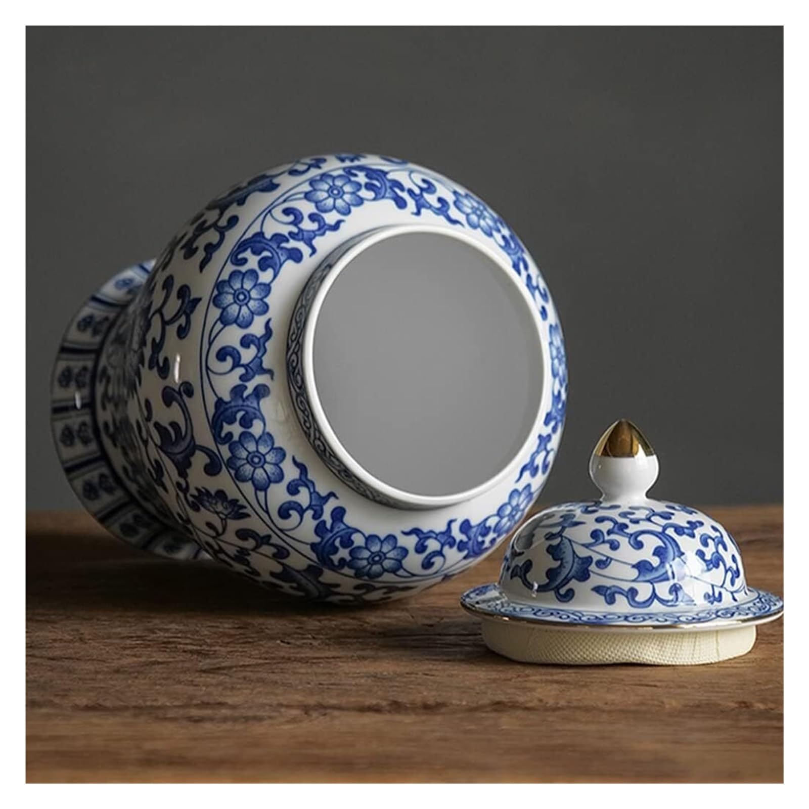 Słoiki z herbatą Ceramiczny słoik na imbir Niebiesko-biały pojemnik na herbatę z pokrywką do wystroju domu, słoik Tradycyjne chińskie emaliowane porcelanowe pojemniki na słoiki do przechowywania C
