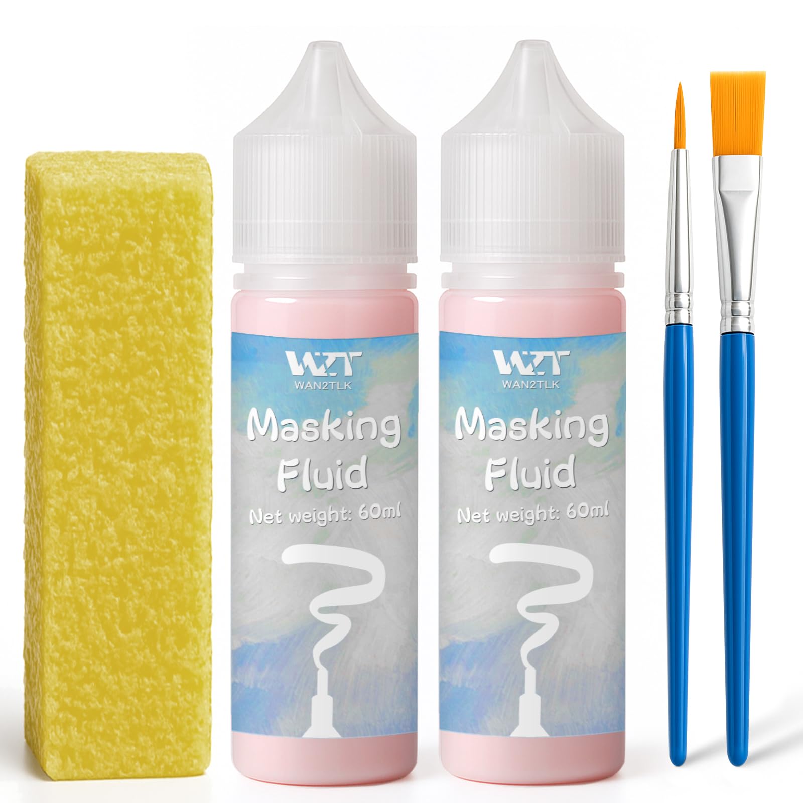 Wan2tlk Pink Masking Fluid For Watercolor Painting 120Ml Red With A Paintbrush And Eraser - Art Masking Fluid Pen Watercolor Medium Art Supplies For Artists