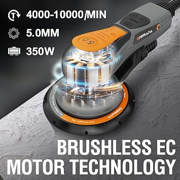 150mm Random Orbital Sander: brushless Electric Sander, 5.0mm Orbit, 350W, 6-Speed (4-10k RPM), dust Collection, 150mm pad. As an Orbital Sander, It's a Sander for Wood & Sanding Machine