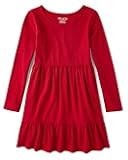 Girls Printed Skater Dress, Long Sleeve