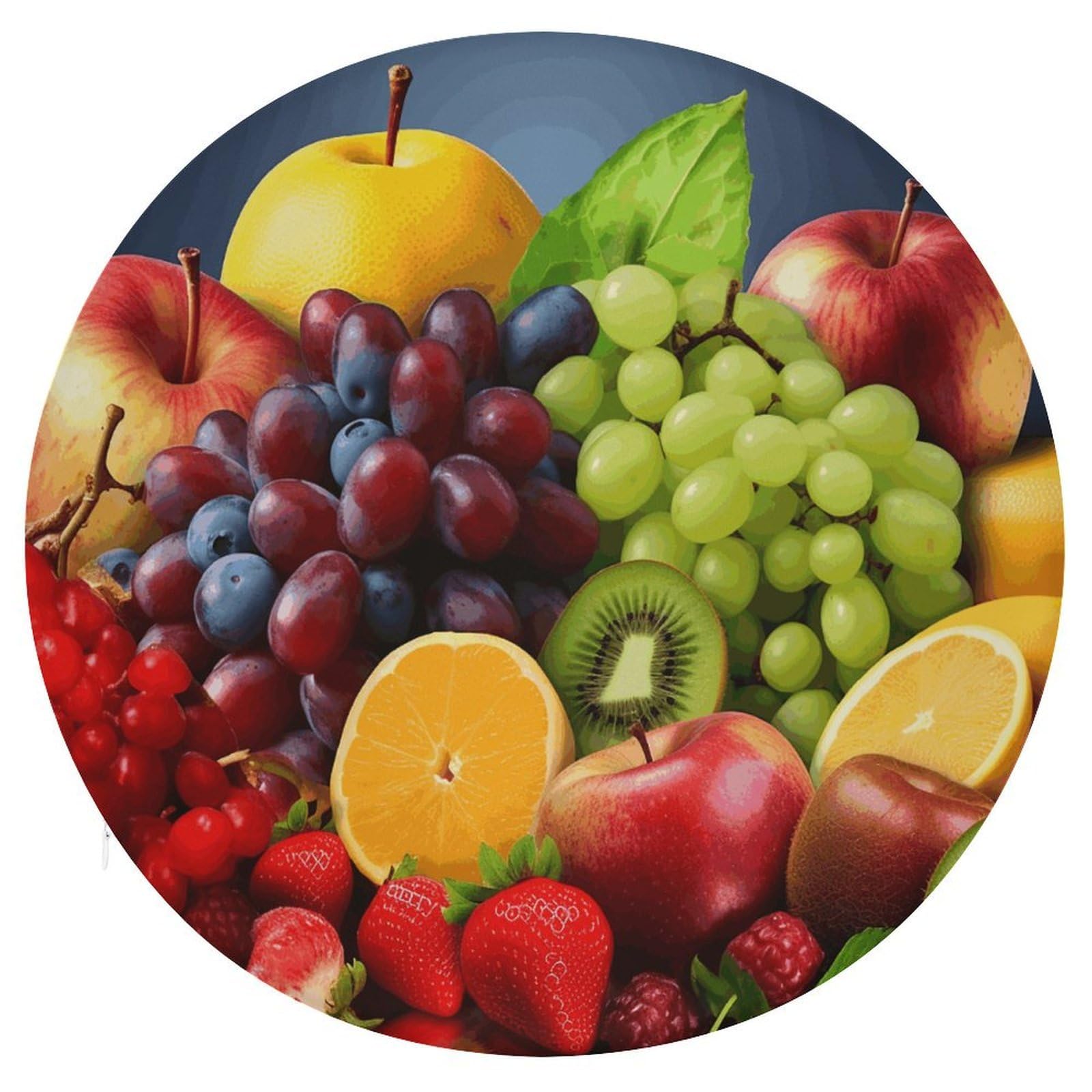 FekiLoot Fruits Circle Cushion Memory Foam Chair Pad Soft Warm Floor Cushions Reversible Seat Cushion Pads with Zipper for Indoor Outdoor Kitchen Dining Office
