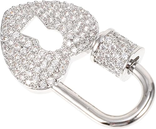 Miniatura 6 de Cierre en forma de corazón, mosquetón de cobre con bloqueo de llavero, mosquetón para collares, aretes, joyería, fabricación de bricolaje, plata