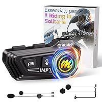 Moman Auricolare Casco Moto-1000mAh Batteria, RS-H4P Cuffie Casco Moto Doppia Riduzione del Rumore con Hi